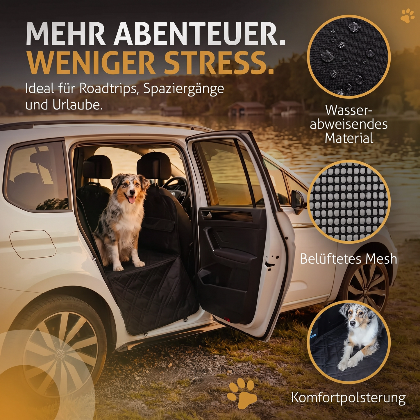 Velunova Rücksitzverlängerung für Hunde – mit festem Boden